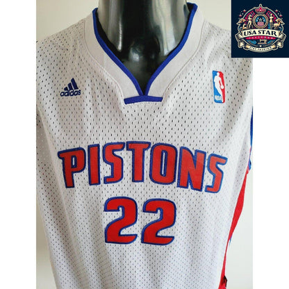 Adidas NBA Detroit Pistons #22 Tayshaun Prince Basketball Jersey Size XL White Vintage Style - USASTARFASHION