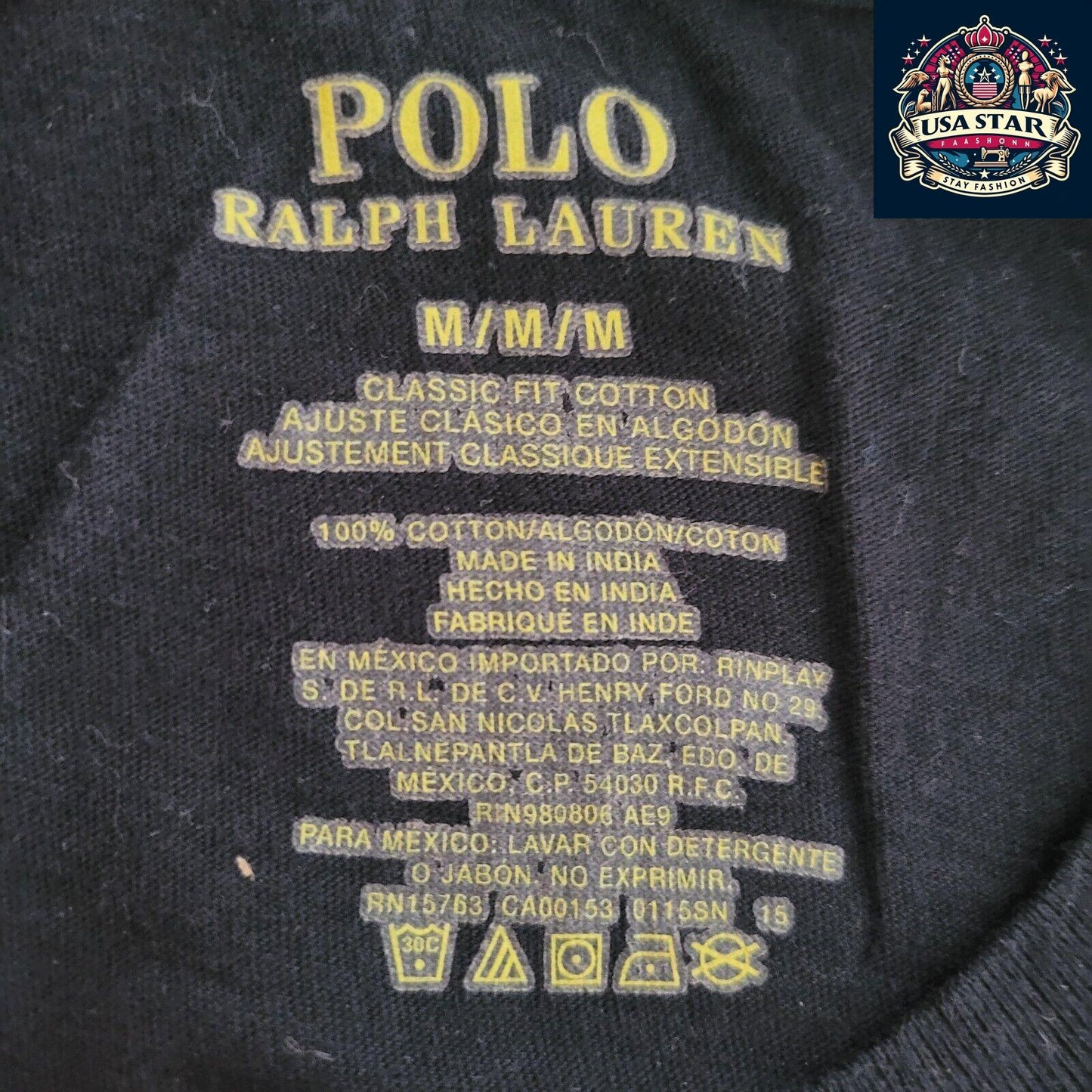 Polo Ralph Lauren Black Cotton Crew Neck T-Shirt M - Classic Style, Soft Comfort, Iconic Logo - USASTARFASHION