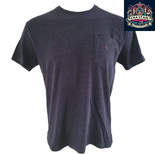 Polo Ralph Lauren T-Shirt for Men, Black Crew Neck, 100% Cotton, Regular Size 44, Comfortable Fit - USASTARFASHION