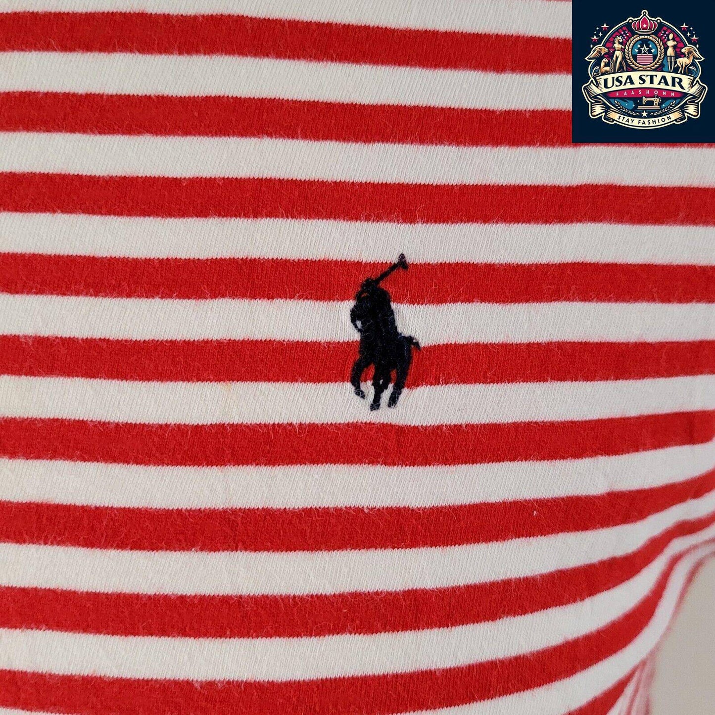 Polo Ralph Lauren T-Shirt XL | Red Striped Design | High-Quality Cotton Comfort - USASTARFASHION