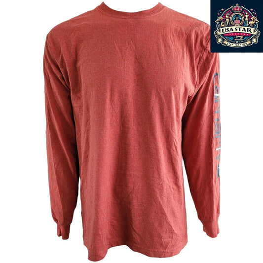 Carhartt Red Long Sleeve Shirt L | Vintage Original Fit 60% Cotton 40% Polyester Durable Comfort - USASTARFASHION