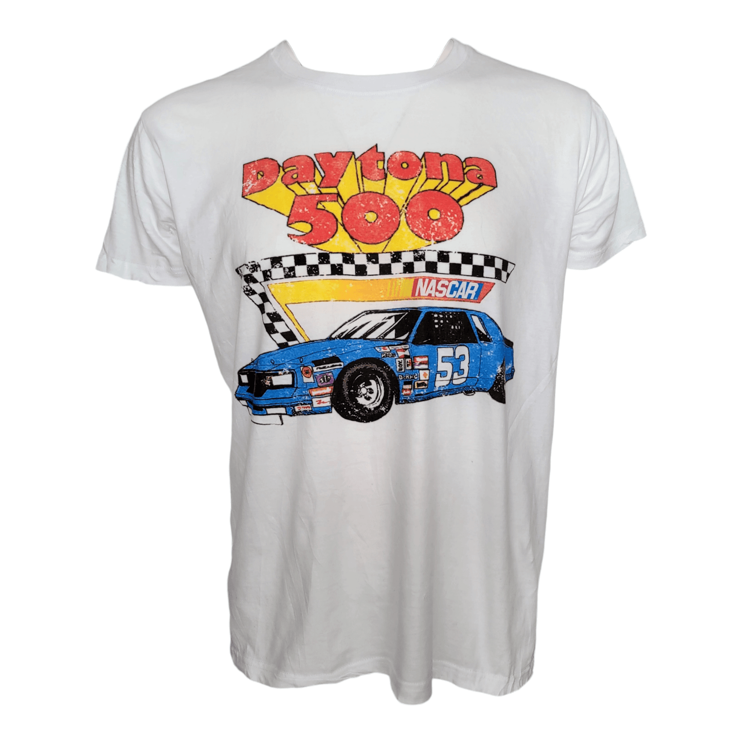 Vintage Daytona 500 NASCAR Racing T-Shirt, No. 53 Car Graphic, Size L