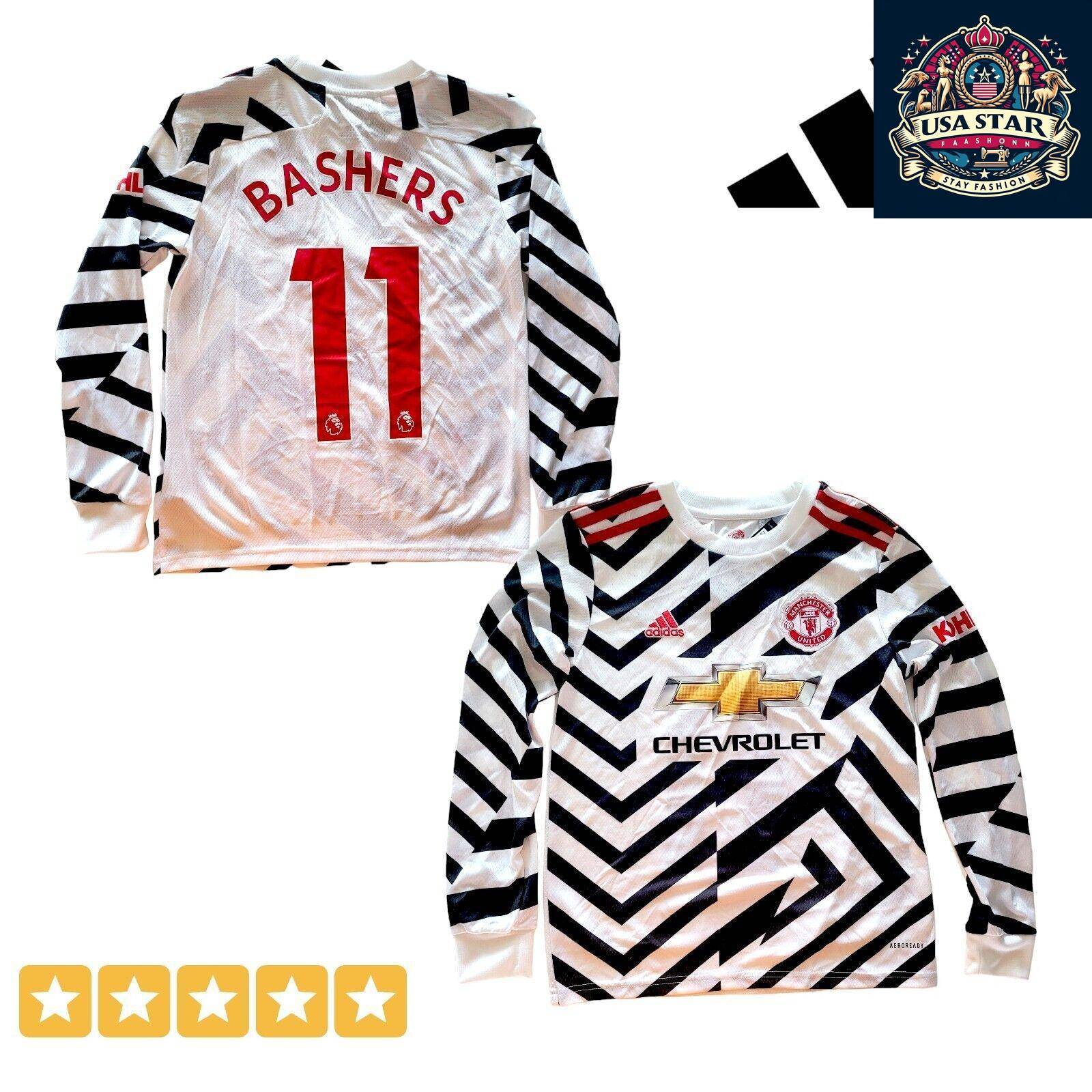 Adidas Manchester United 2020/21 Youth Medium Third Jersey - Custom "Bashers" #11, AEROREADY Tech - USASTARFASHION