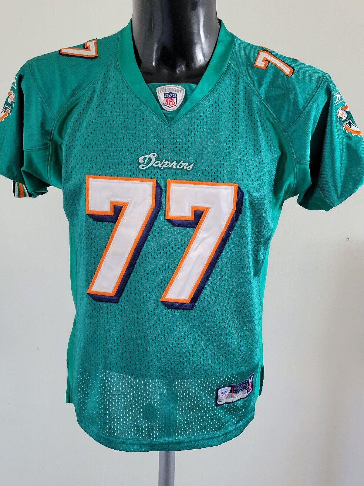 Miami Dolphins Youth Jersey #77 Jake Long Reebok Size M (12-14)-USASTARFASHION