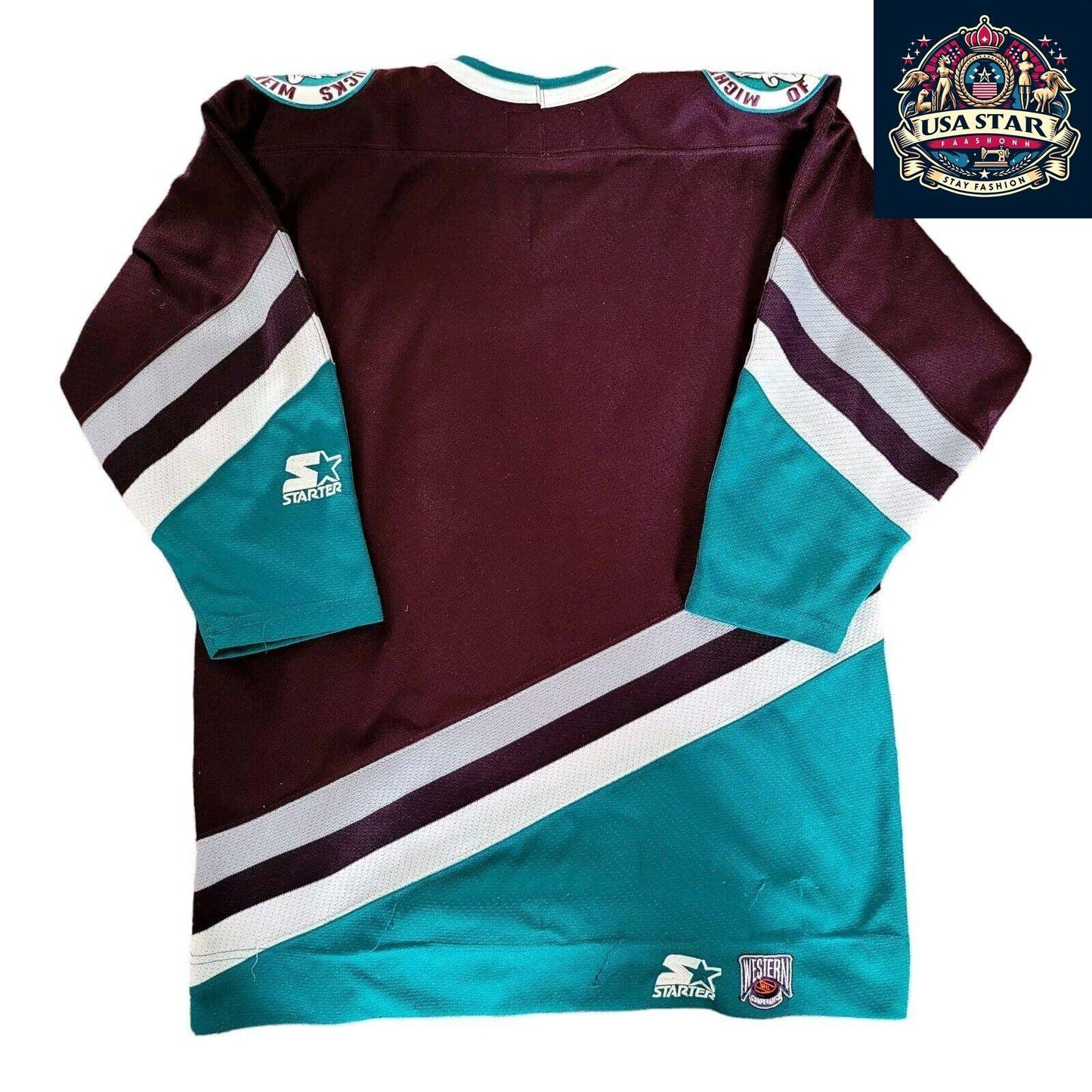 NFL Starter Mighty Ducks Hockey Jersey in Maroon for Youth L/XL - Comfortable, Stylish, Durable Design - USASTARFASHION