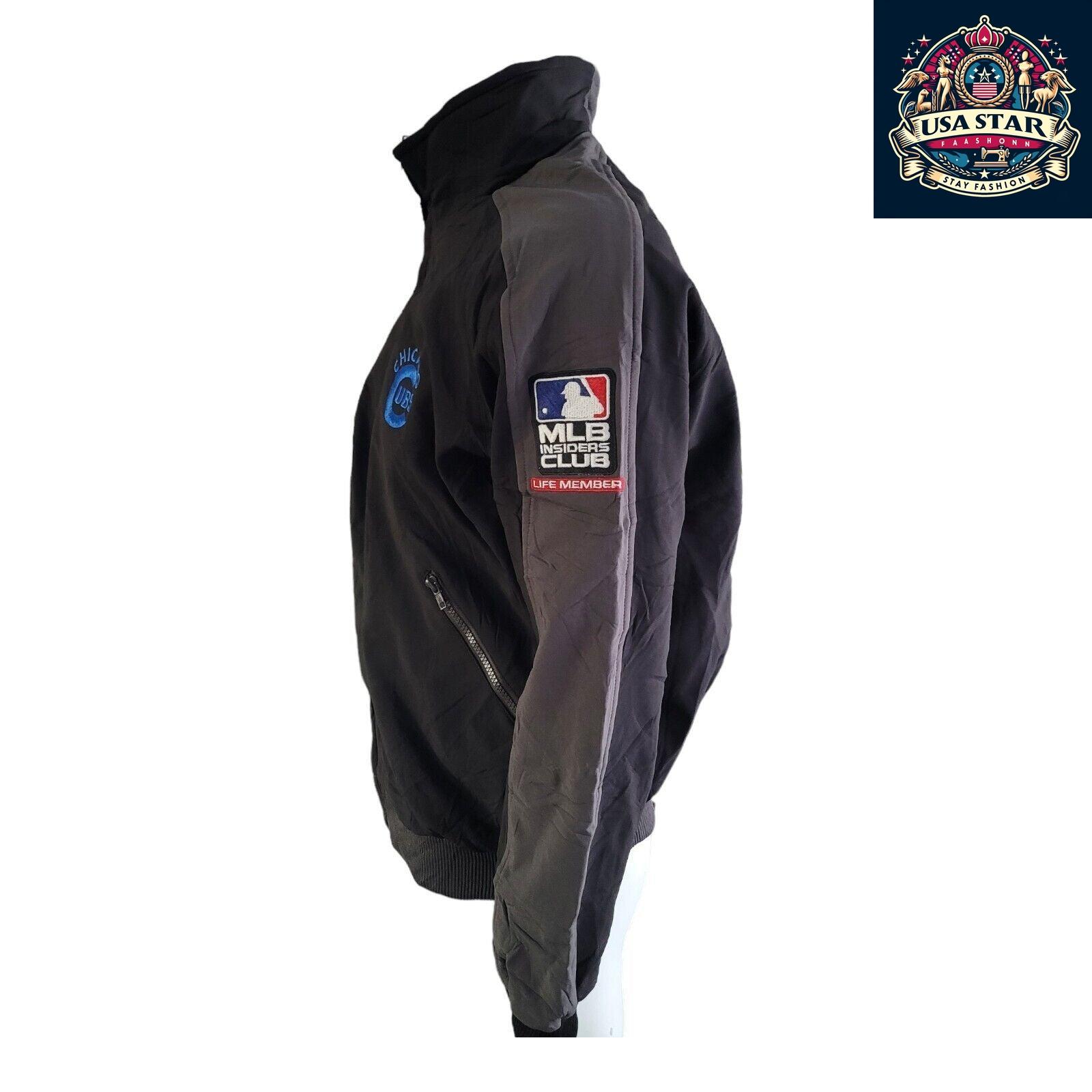 Vintage Chicago Cubs Coat - Men's Large Black Polyester Insulated Puffer Jacket for Fans - USASTARFASHION