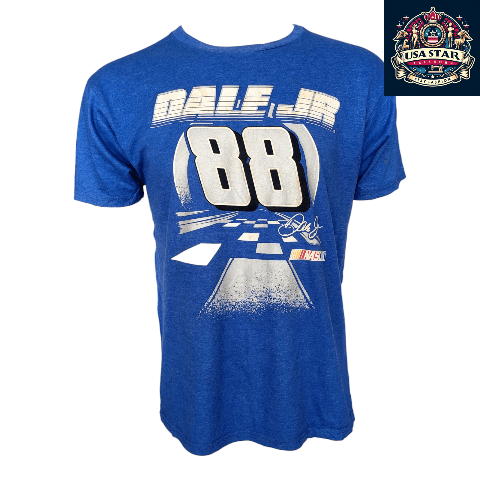 Dale Earnhardt Jr T-Shirt No. 88 - Blue Large, Comfortable Cotton Fit with Durable Racing Graphics USASTARFASHION