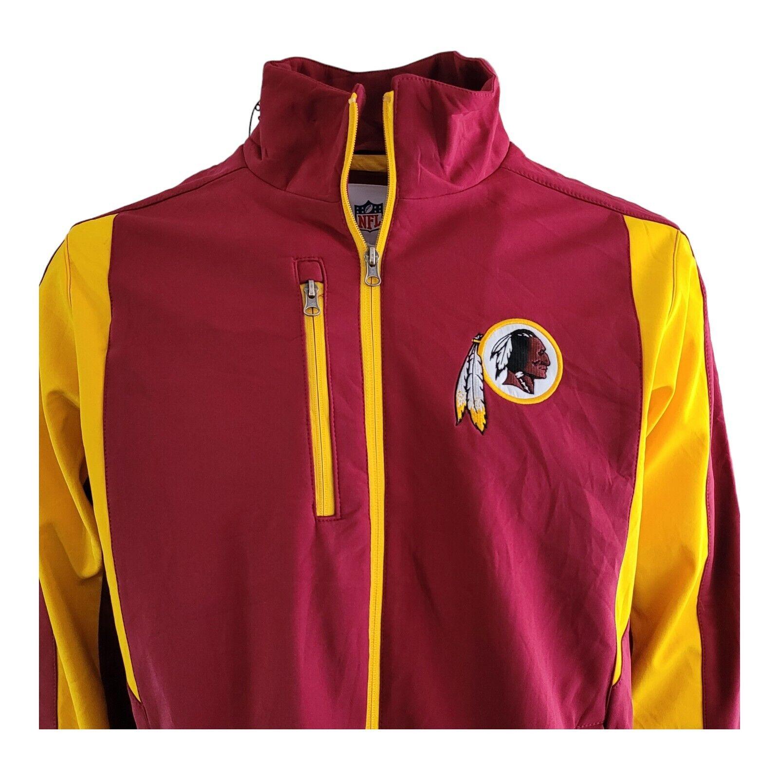 NFL Washington Redskins Red and Yellow Vintage Full Zip Jacket Size L-USASTARFASHION