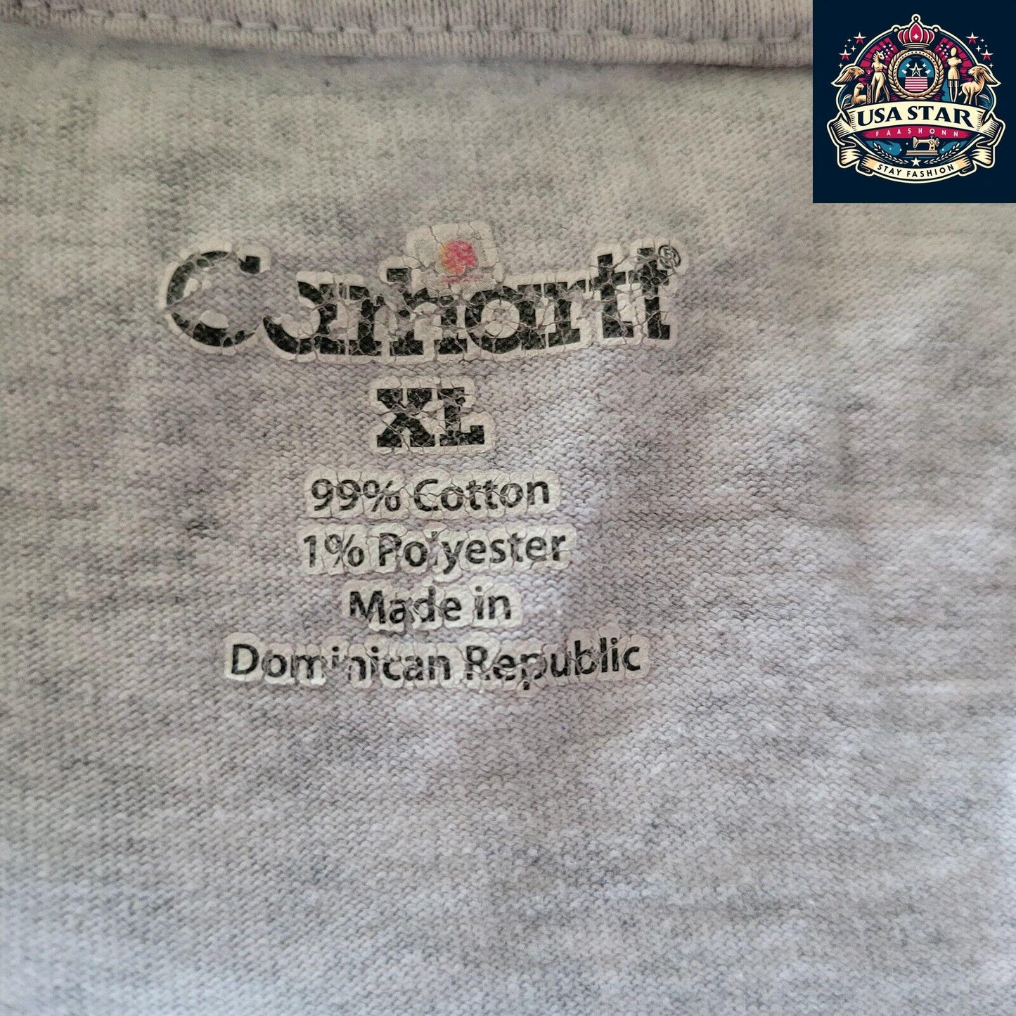 Vintage Carhartt T-Shirt, Original Fit, Short Sleeve, Grey, Size XL, 99% Cotton, Used Condition - USASTARFASHION