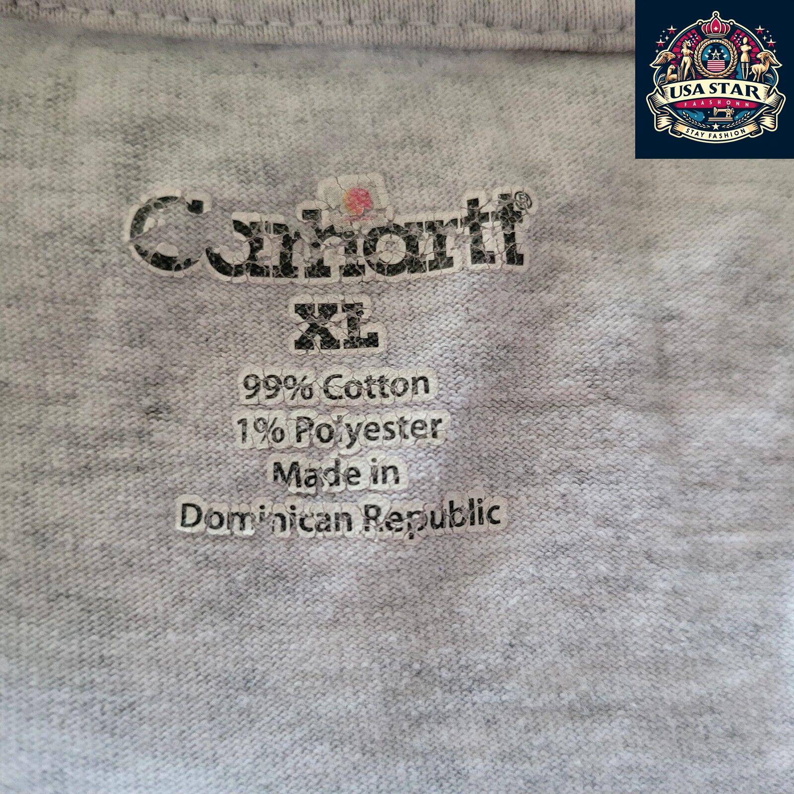 Vintage Carhartt T-Shirt, Original Fit, Short Sleeve, Grey, Size XL, 99% Cotton, Used Condition USASTARFASHION