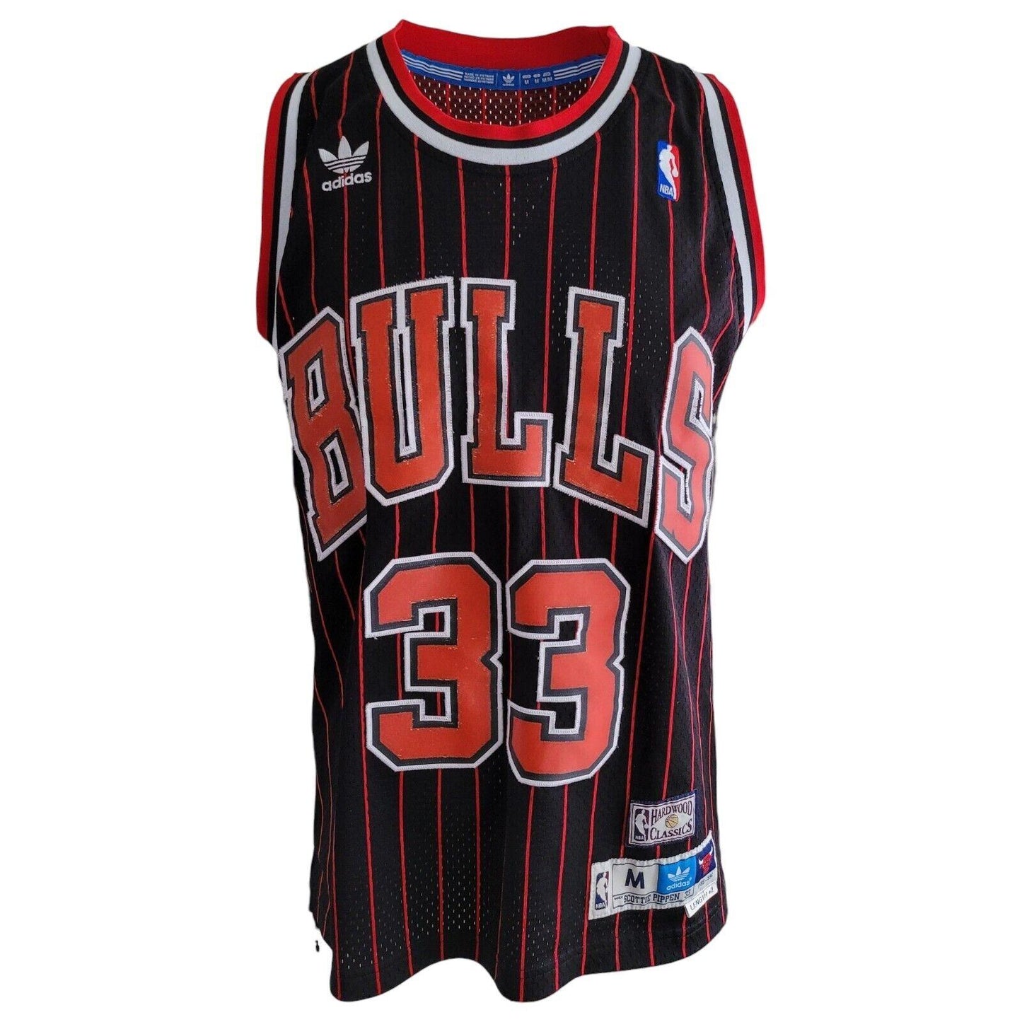 Chicago Bulls Scottie Pippen #33 Black & Red Pinstripe NBA Jersey Size M - BNWT-USASTARFASHION