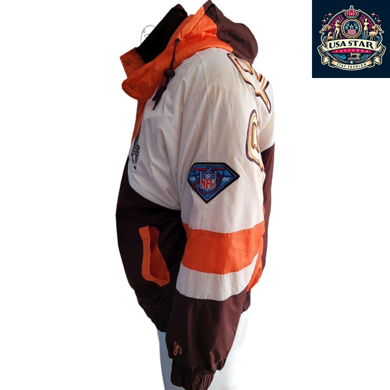 Cleveland Browns Jacket Pro Player 90s Vintage Style Men's Small-Medium with Hoodie and Embroidery - USASTARFASHION