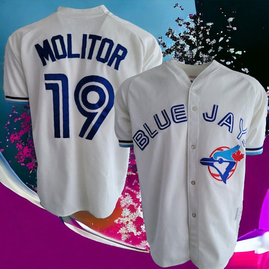 1993 Toronto Blue Jays Paul Molitor #19 Vintage World Series Jersey L-USASTARFASHION