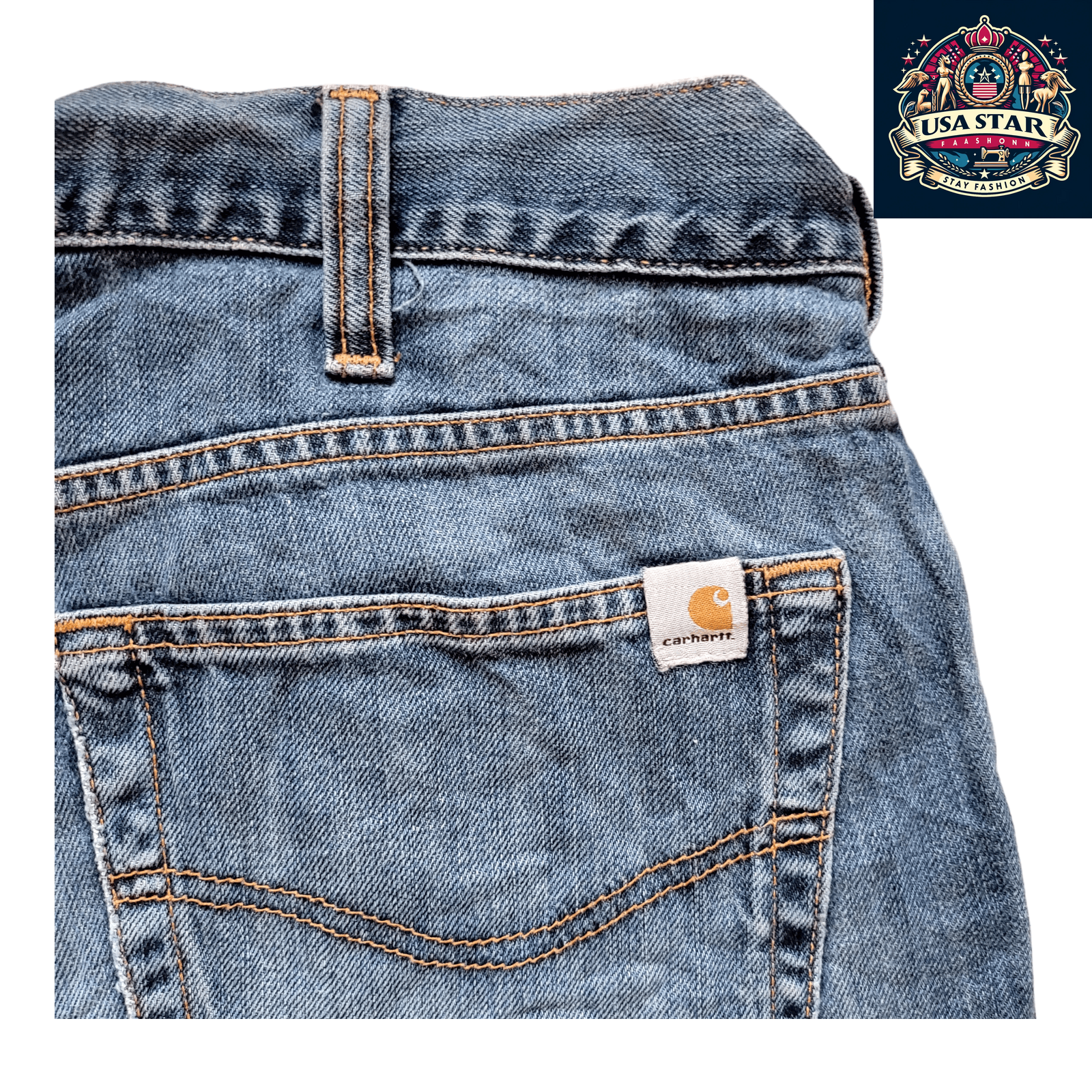 Carhartt Jorts W36 - Durable Relaxed Fit Denim Shorts in Classic Dark Blue for Men - USASTARFASHION