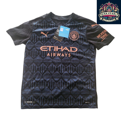 Puma Manchester City Youth Jersey Medium Black-Dark Denim, DryCELL Fabric, New With Tags - USASTARFASHION