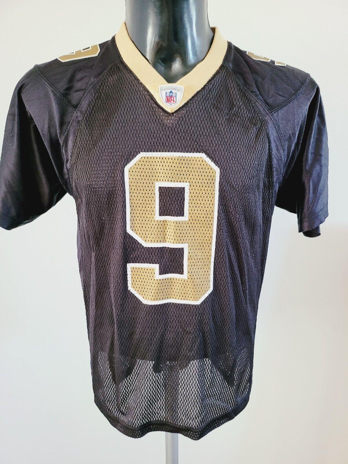 NFL New Orleans Drew Brees #9 Youth Large Reebok Jersey Shirt Brown-USASTARFASHION