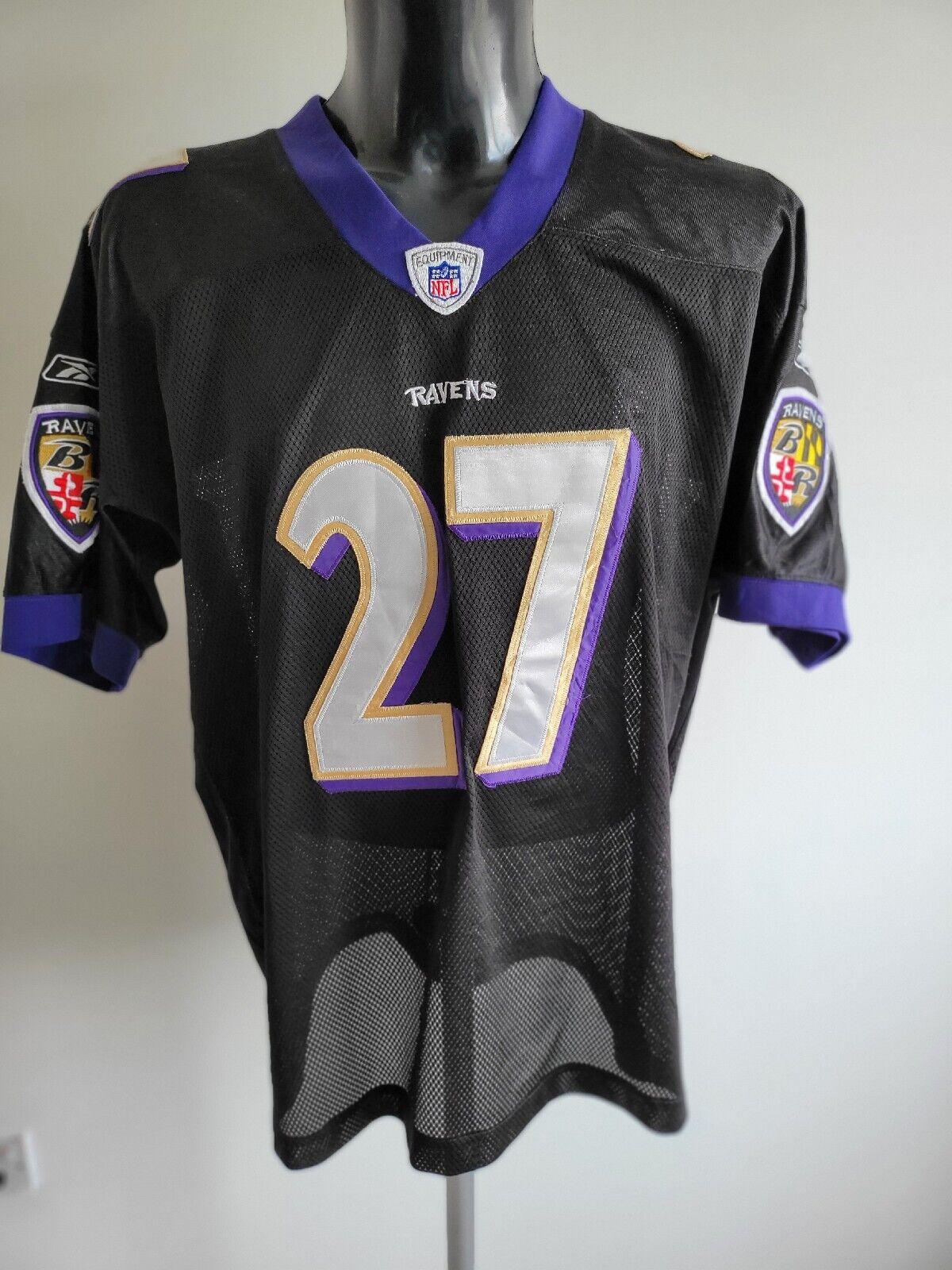 Reebok Men's Baltimore Ravens #27 Black Stitched Sportshirt - XL Size-USASTARFASHION