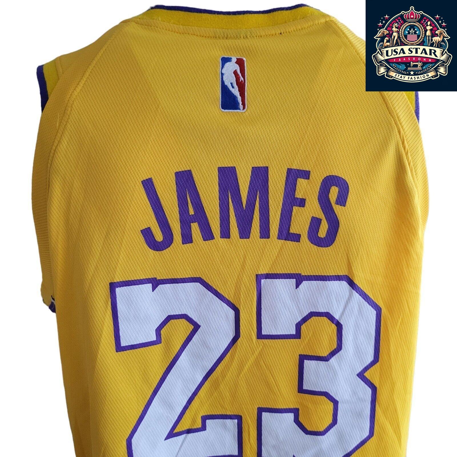 James 23 Basketball Vest - Lakers Youth 2XL Retro Crewneck in Vibrant Yellow for Young Fans - USASTARFASHION