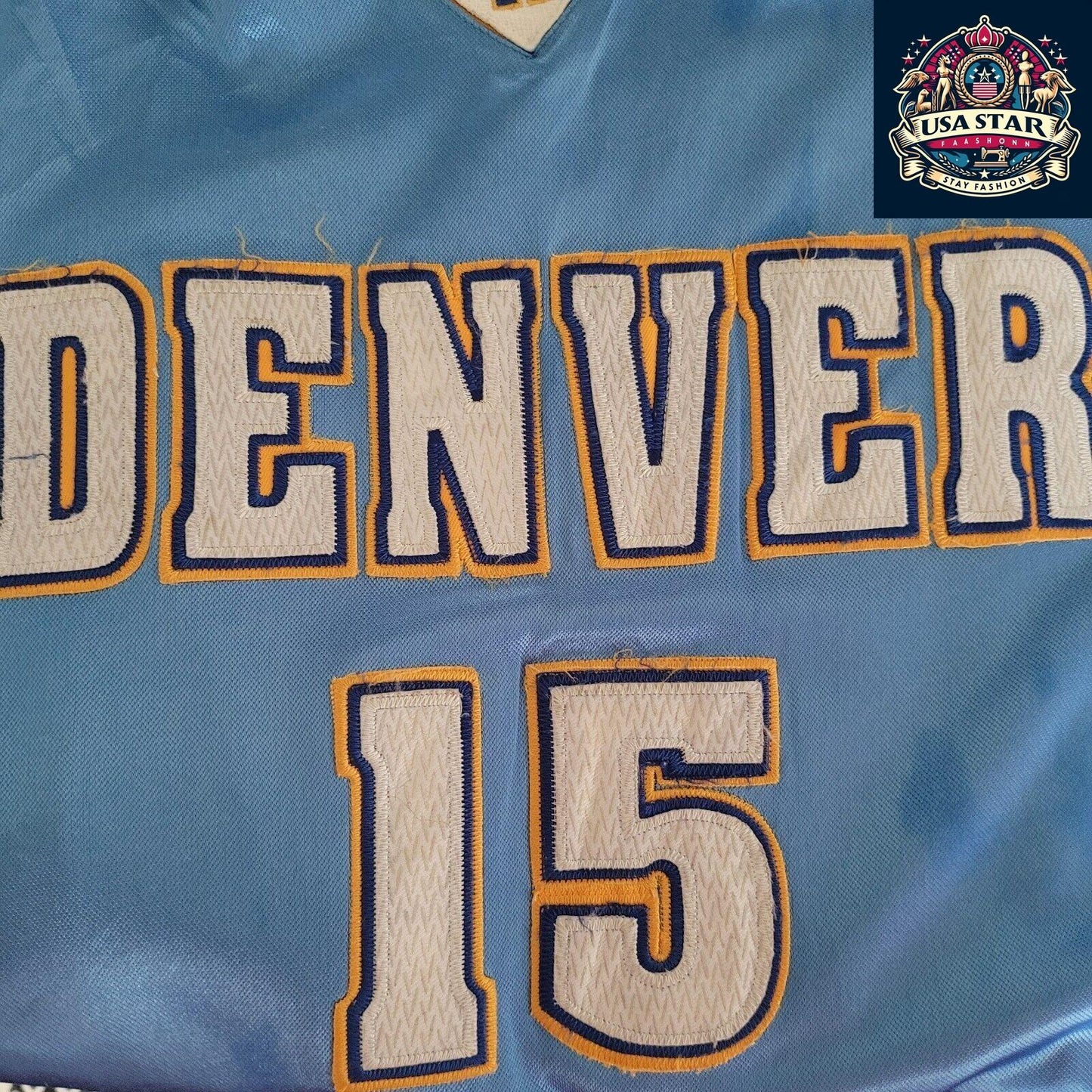 Reebok Vintage Denver Nuggets #15 Anthony Jersey  90s Sz 56 XXL Retro Sportswear - USASTARFASHION