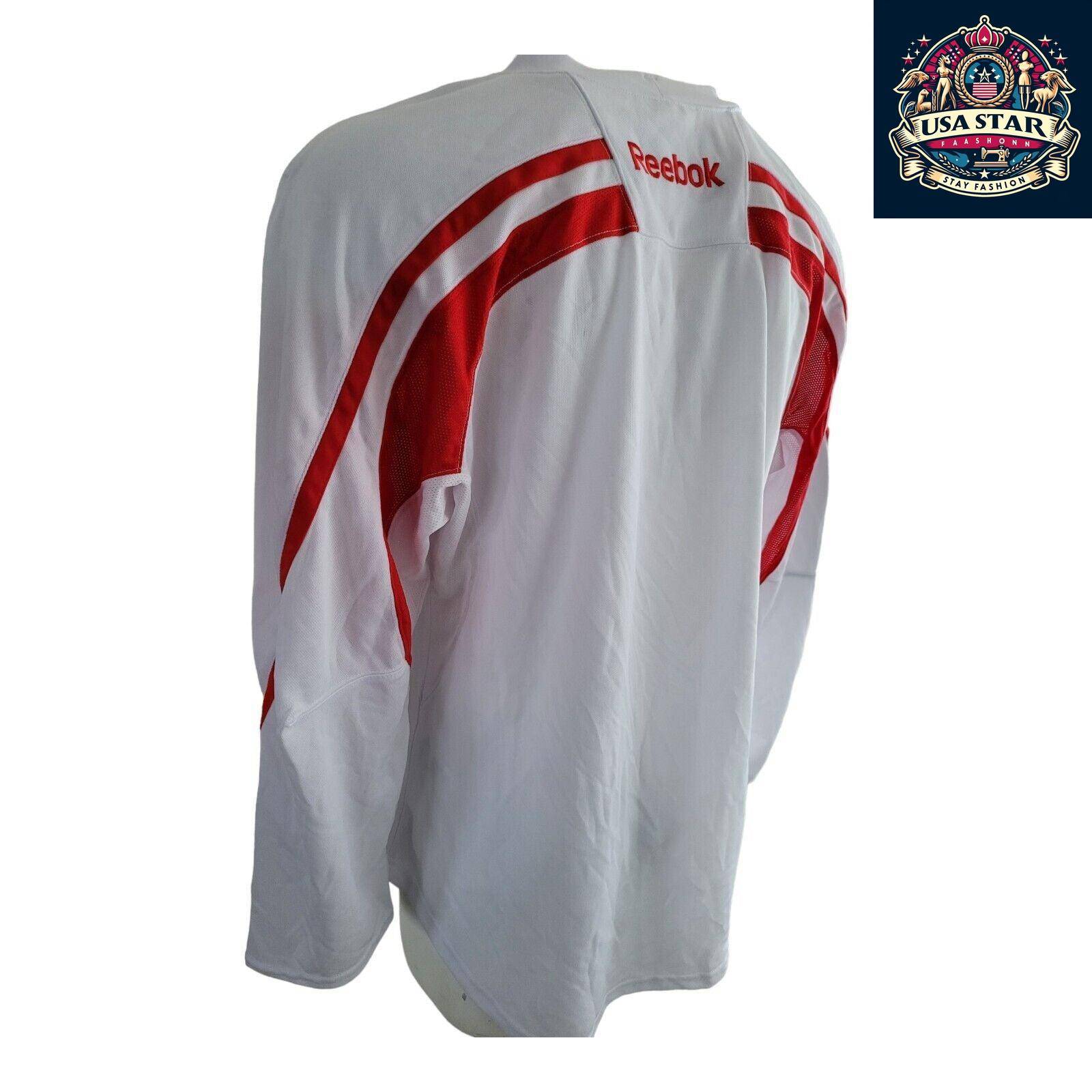 Reebok Vintage White Hockey Jersey Men's Large - Lightweight, Breathable, Excellent Condition - USASTARFASHION