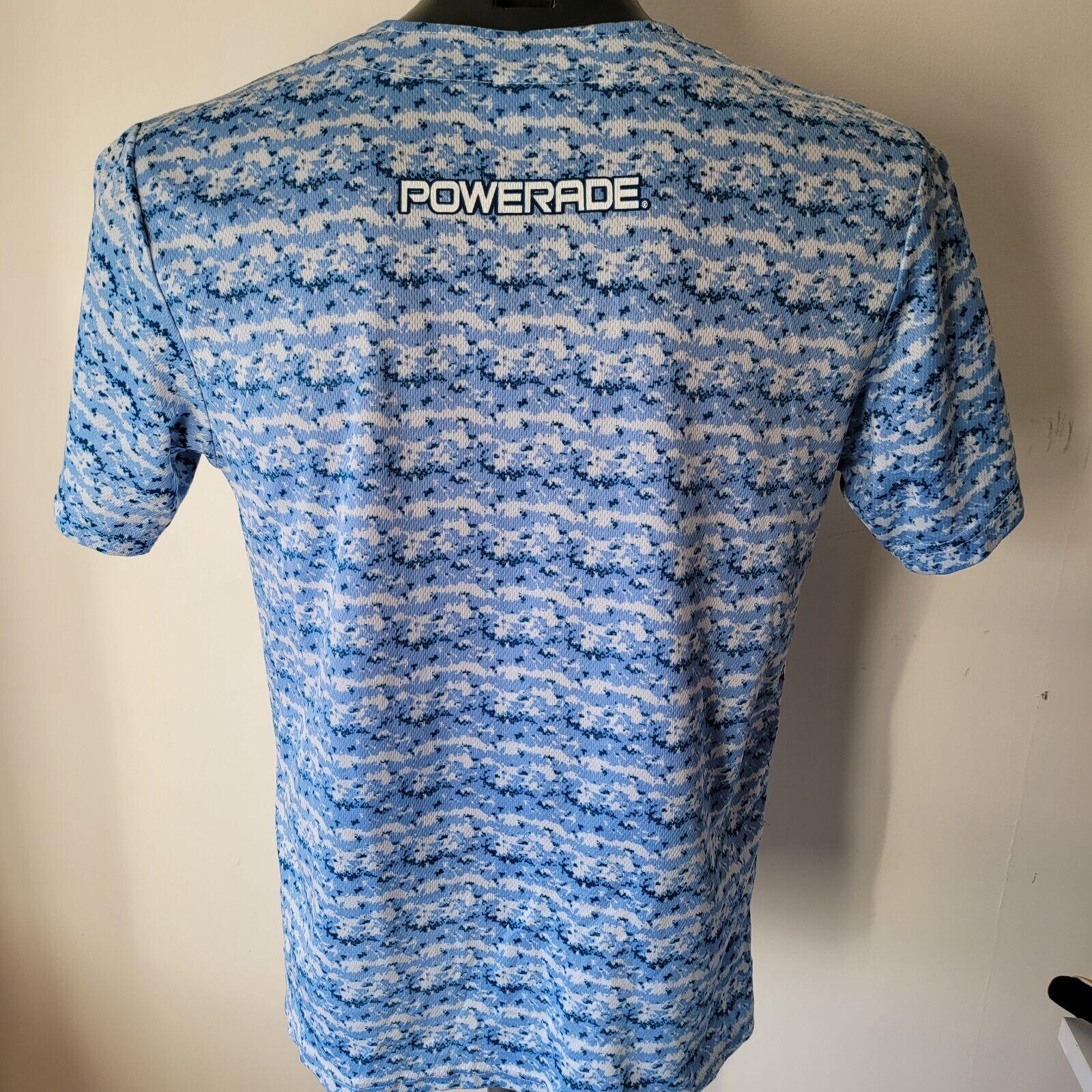 LODES Powerade Baseball T-Shirt, Size S, Breathable Fabric, Sporty Chic Design, 18" Pit-to-Pit, Used Condition-USASTARFASHION