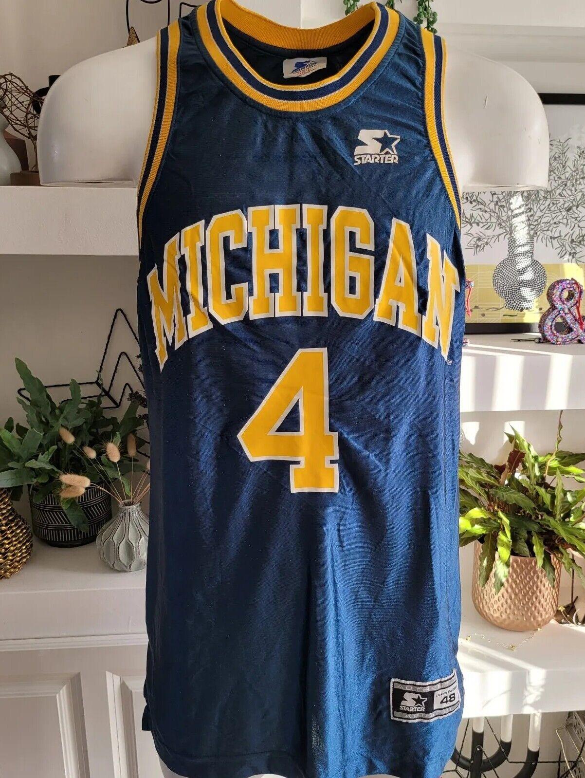 Michigan Chris Webber Starter #4 Vintage Basketball Jersey Size 48 Large-USASTARFASHION