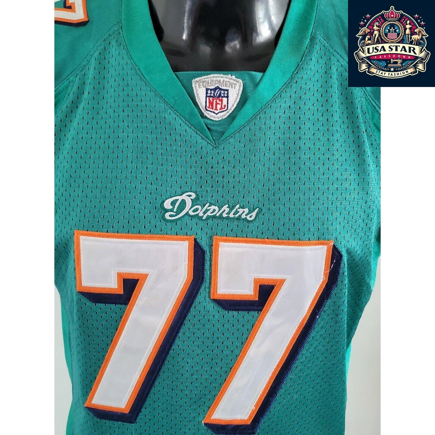 Miami Dolphins Youth Jersey Jake Long #77 Reebok Size M (12-14) - Vintage Style, Minor Wear - USASTARFASHION