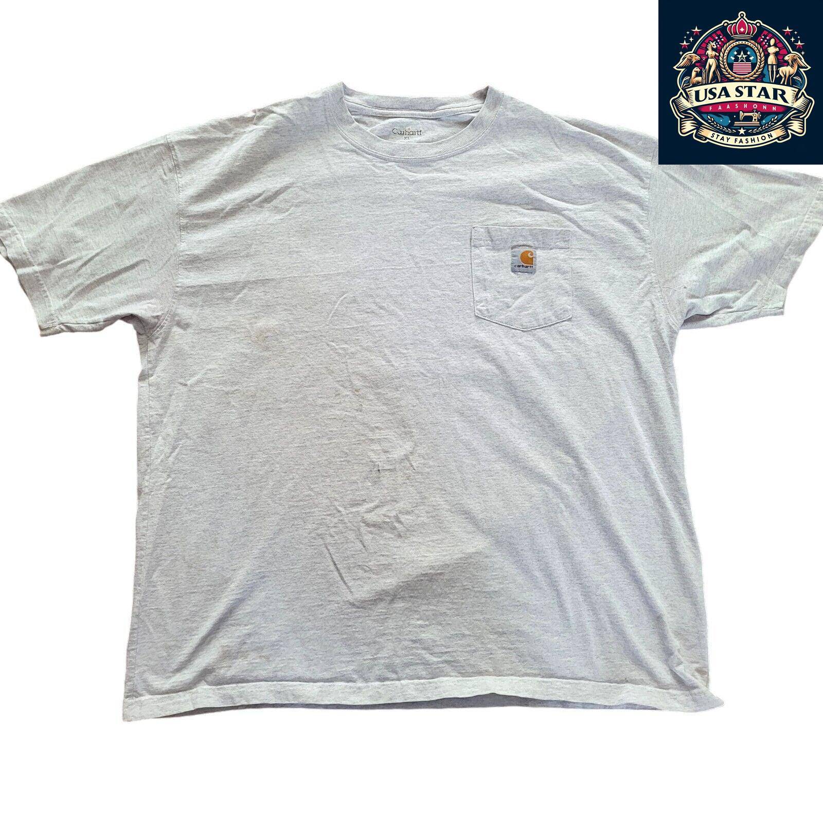 Vintage Carhartt T-Shirt, Original Fit, Short Sleeve, Grey, Size XL, 99% Cotton, Used Condition USASTARFASHION