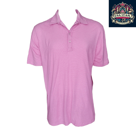 Ralph Lauren Polo Shirt Vintage Lisle Pink Stripe XL - Comfortable Style for Golf & Casual Wear - USASTARFASHION