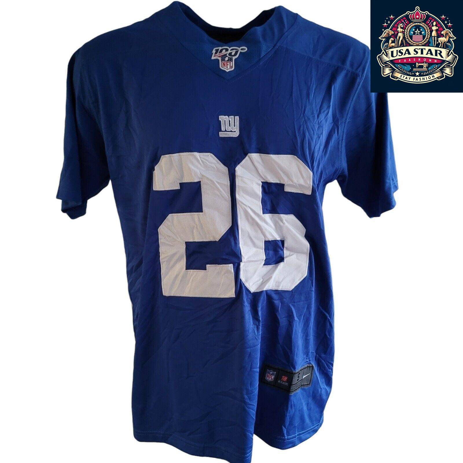 New York Giants Jersey - Saquon Barkley #26 Nike Game Jersey, Large Mens, Blue NFL Apparel - USASTARFASHION