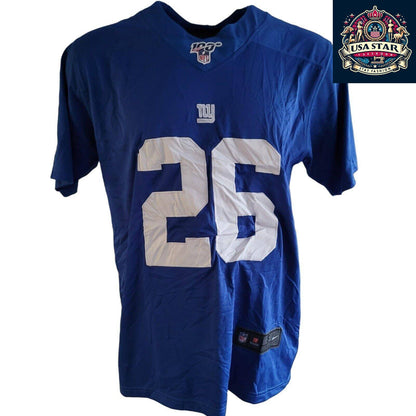 New York Giants Jersey - Saquon Barkley #26 Nike Game Jersey, Large Mens, Blue NFL Apparel - USASTARFASHION