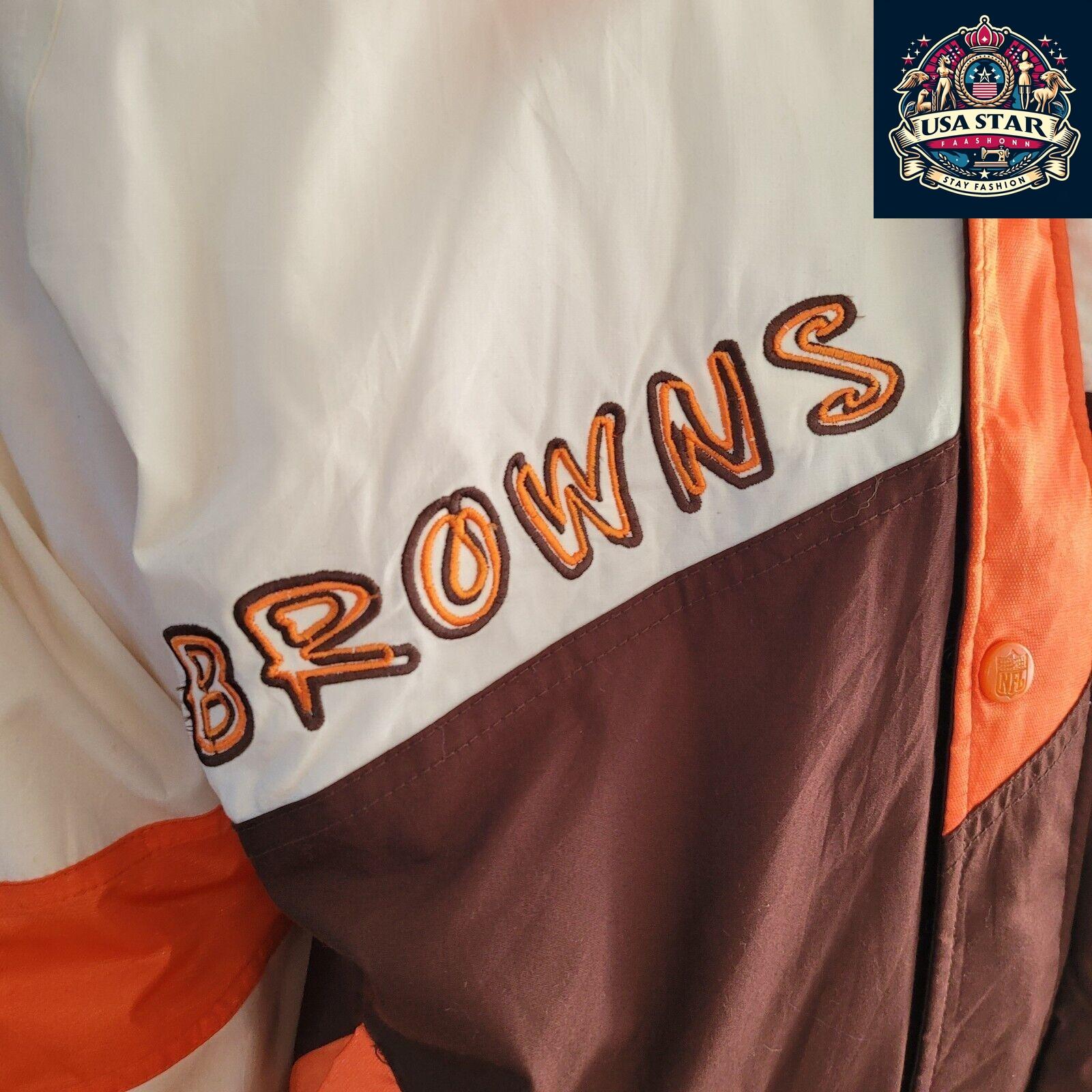 Cleveland Browns Jacket Pro Player 90s Vintage Style Men's Small-Medium with Hoodie and Embroidery - USASTARFASHION