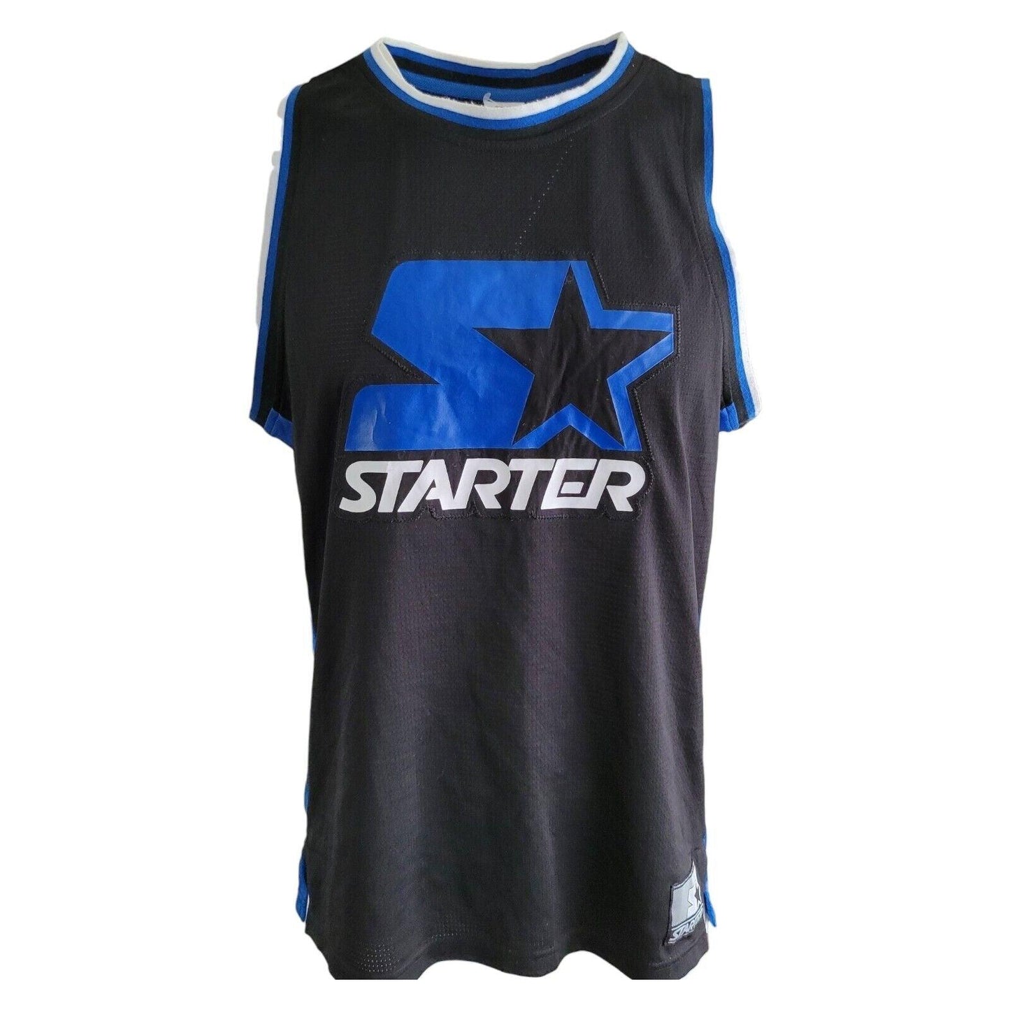 Vintage Starter Sports Vest Blue No. 99 Logo Sz L Retro Polyester Comfort Blue Logo-USASTARFASHION