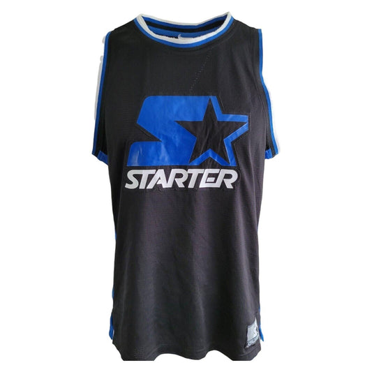 Vintage Starter Sports Vest Blue No. 99 Logo Sz L Retro Polyester Comfort Blue Logo-USASTARFASHION