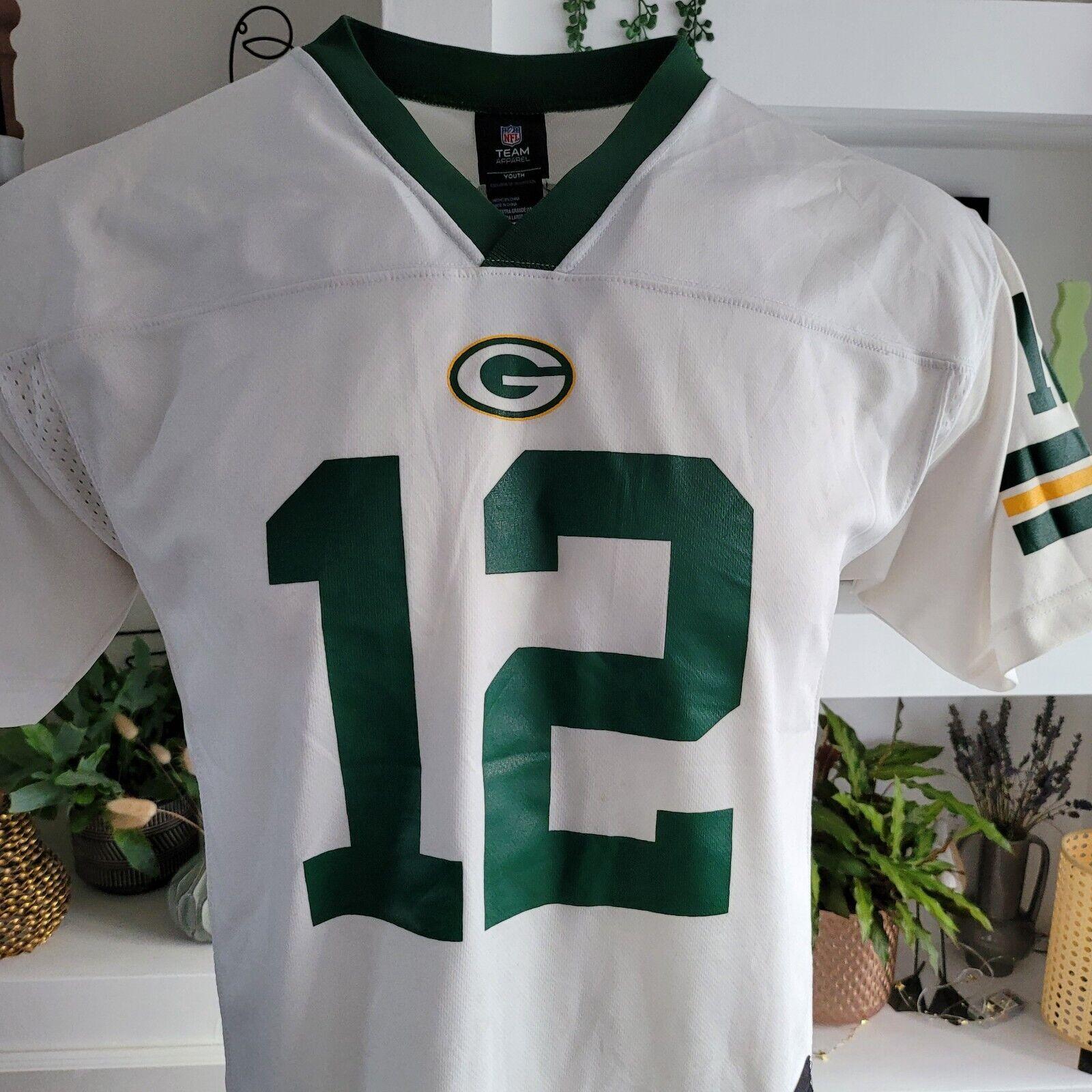 Green Bay Packers Aaron Rodgers #12 Youth XL Jersey - Green/Yellow/White-USASTARFASHION