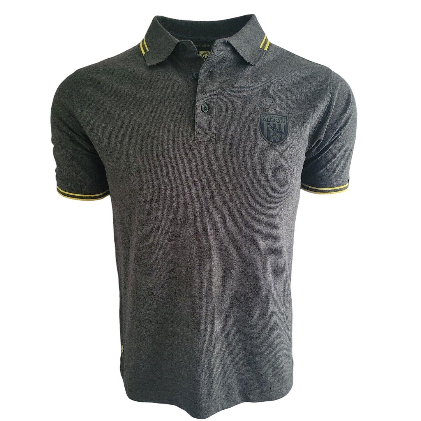 Albion West Bromwich Official Polo - Speckle Twist/Lemon, Size S, 50% Cotton, 47% Polyester-USASTARFASHION