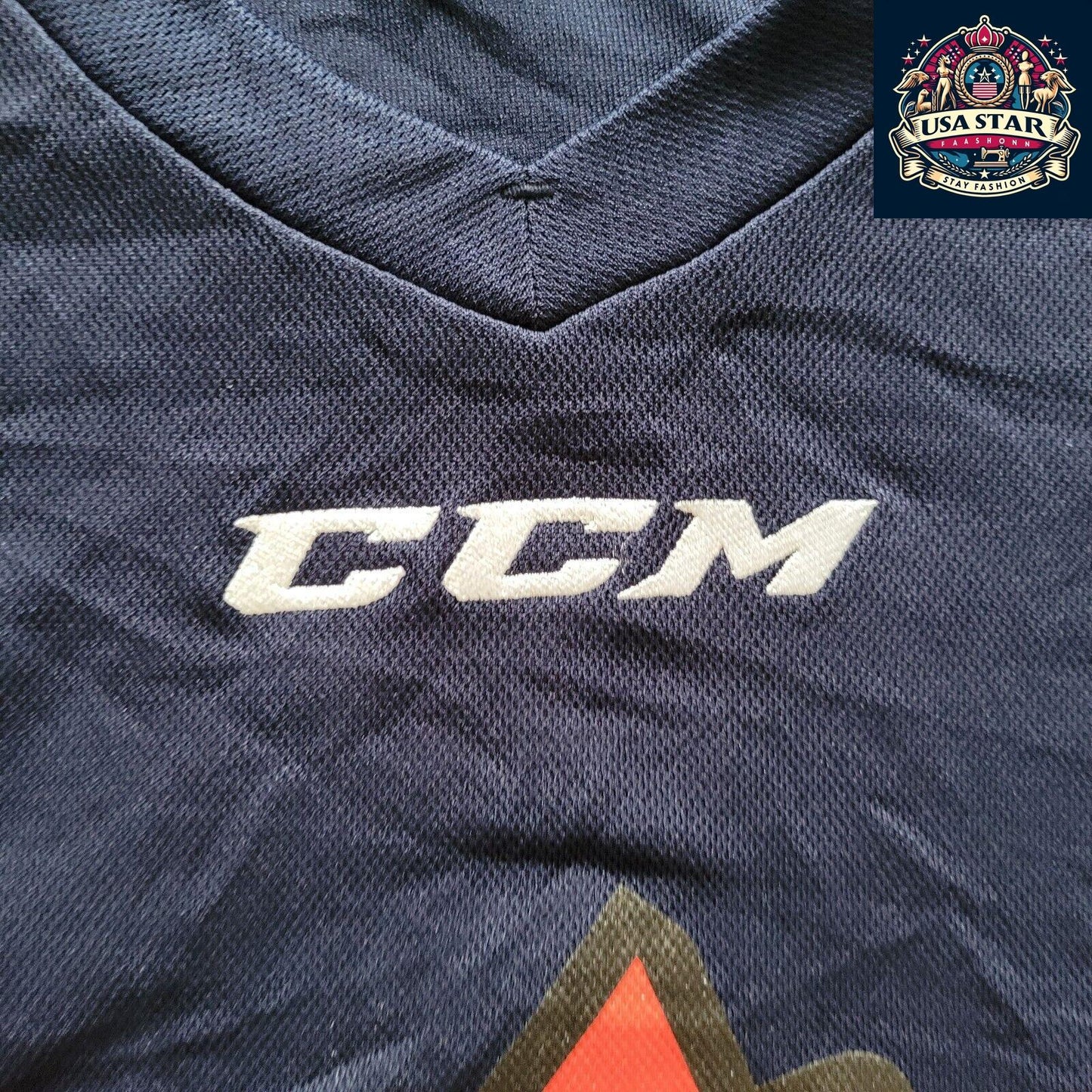 Adult CCM Hockey Jersey XL - Navy Blue with CCHL Emblem and Bold '13' Design for Players - USASTARFASHION