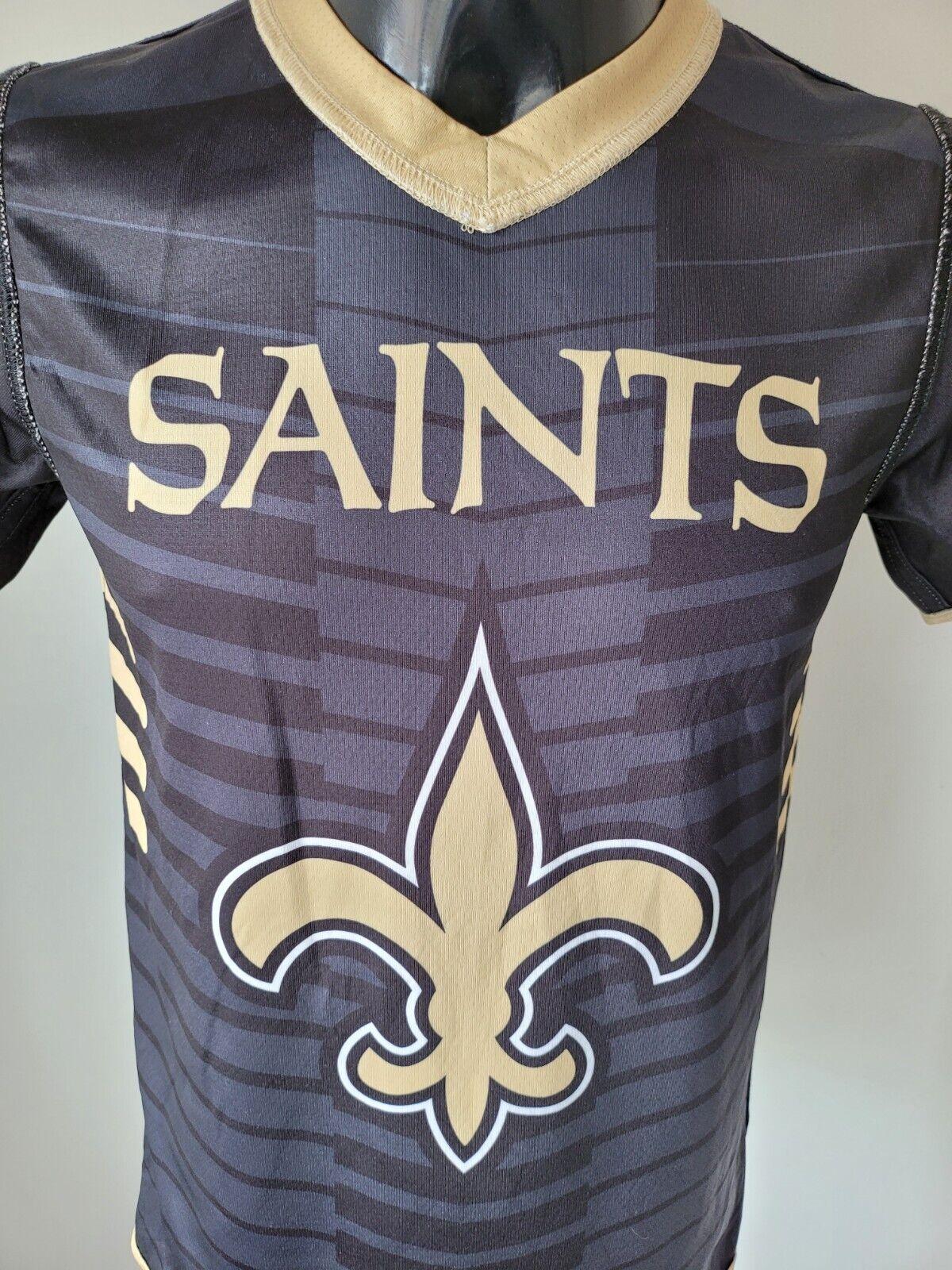 NFL New Orleans Saints Reversible T-Shirt Youth Large Black - 2 Looks in 1-USASTARFASHION