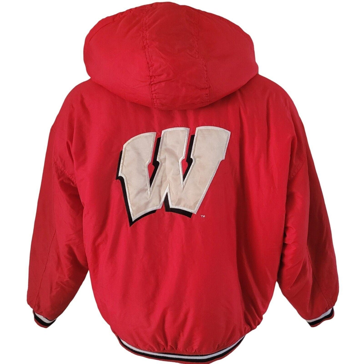 Wisconsin Badgers NHL Puffa Jacket - Red Vintage Starter - Size L - 27" Chest, 28" Length-USASTARFASHION