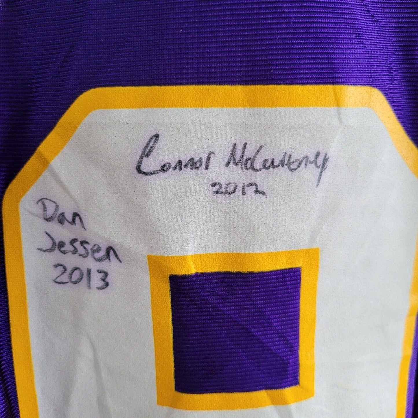 Authentic Signed Minnesota Vikings #69 Jared Allen Jersey - Men's Large Purple 100% Polyester Dual-Signed Dan Jessen 2013 & Conor McQuerry 2012-USASTARFASHION