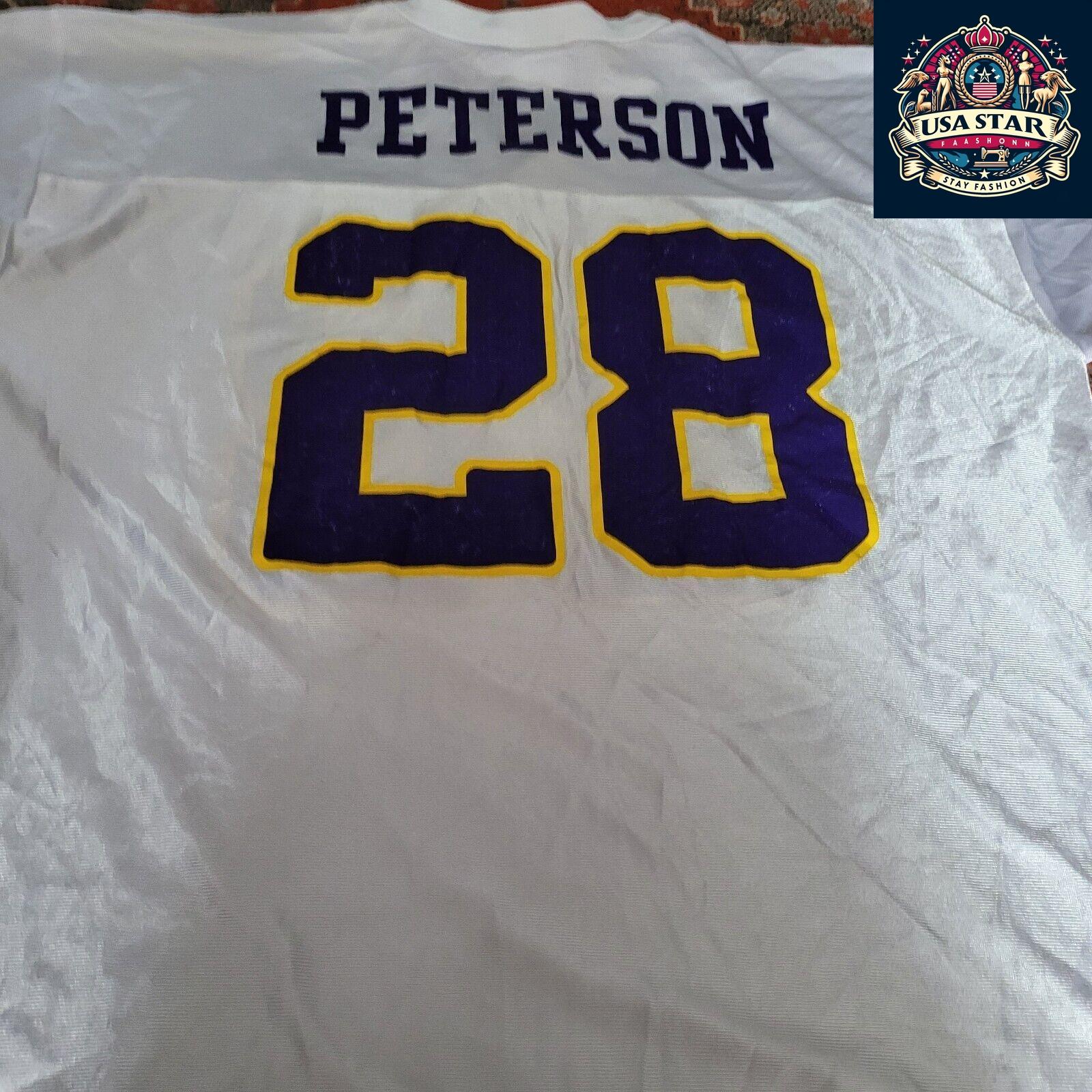 Authentic Minnesota Vikings Jersey XL - Peterson Name, 100% Polyester, Lightweight, moisture-wicking - USASTARFASHION