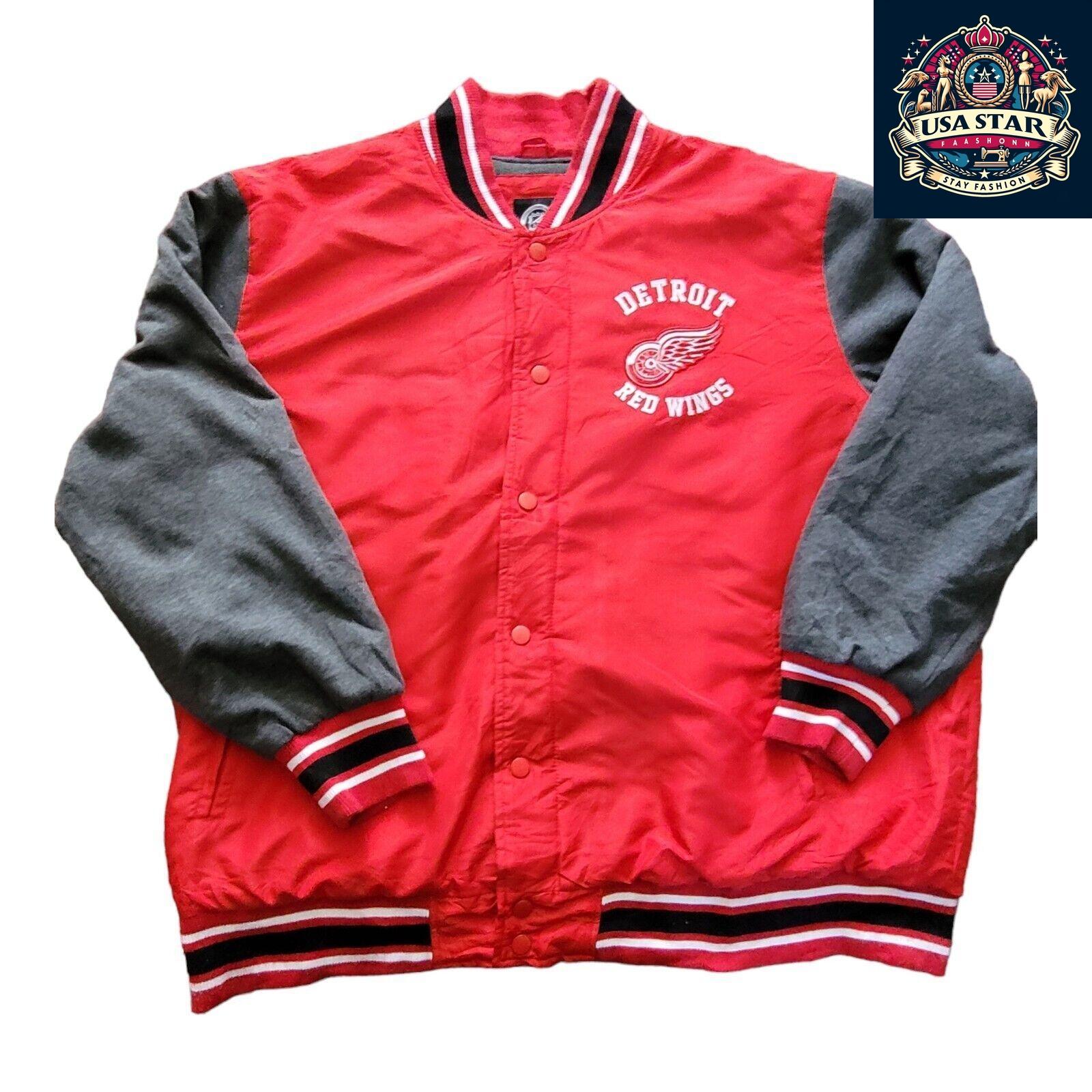 G-III Apparel Detroit Red Wings Varsity Jacket 4XL - Authentic Colors, Snap Fastening, Vintage Style - USASTARFASHION