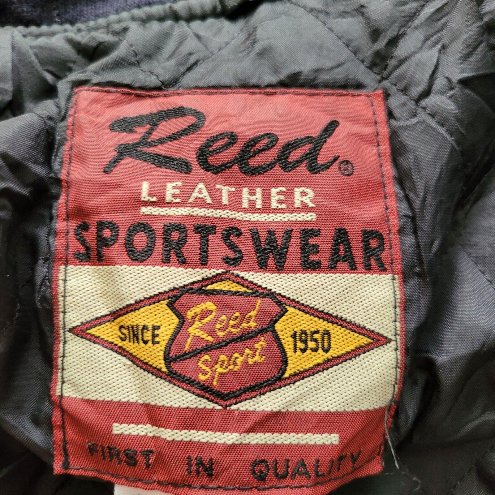 REED Varsity Leather/Wool Jacket - Size M, Made in USA - Distinctive Design, Quilted Lining & Inside Pocket-USASTARFASHION