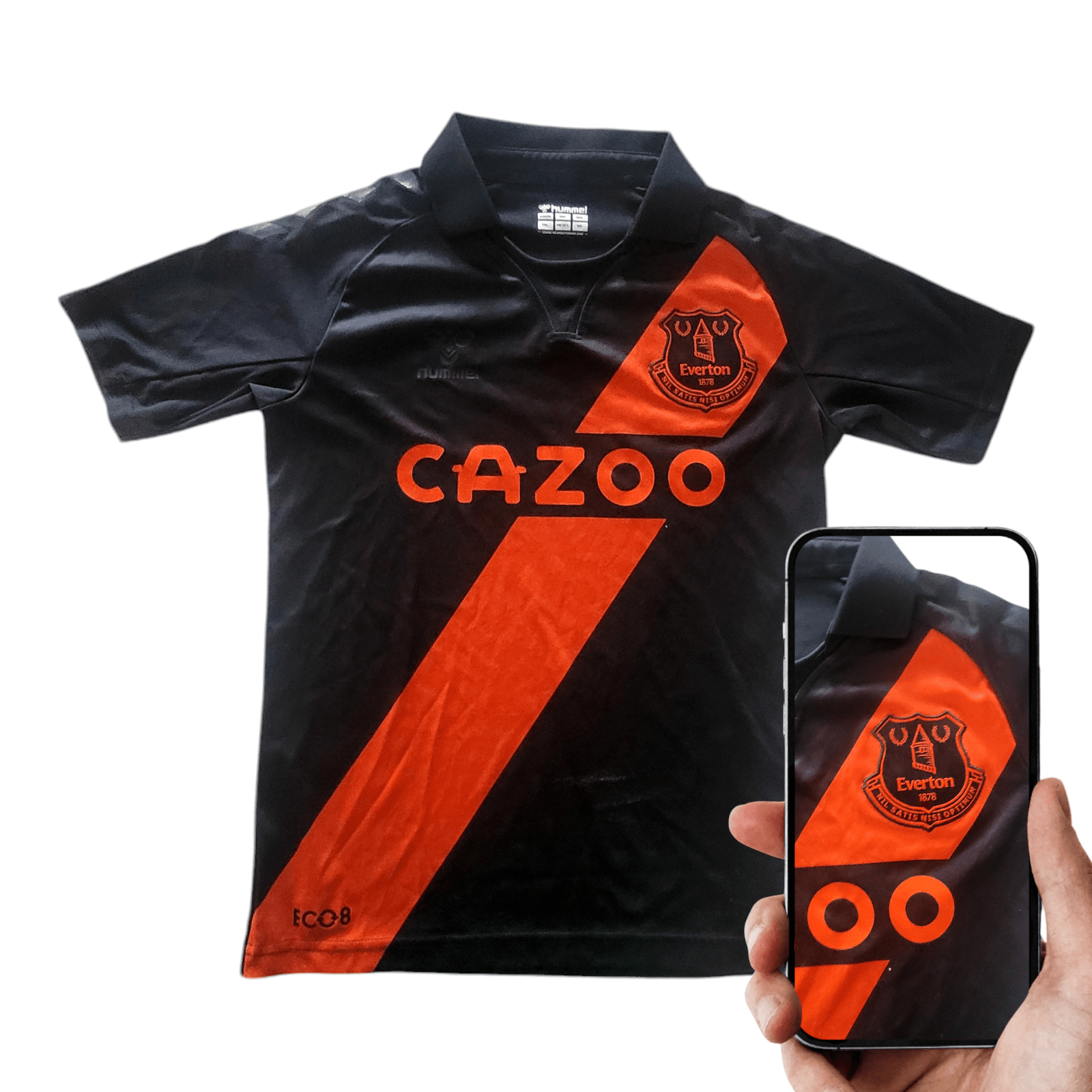 Everton FC 2021-2022 Third Jersey Youth 12Y/152cm Hummel Cazoo Black/Orange Foot