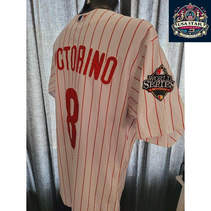 Shane Victorino #8 Vintage Phillies World Series Jersey 2008 Fall Classic Size 50 L - USASTARFASHION