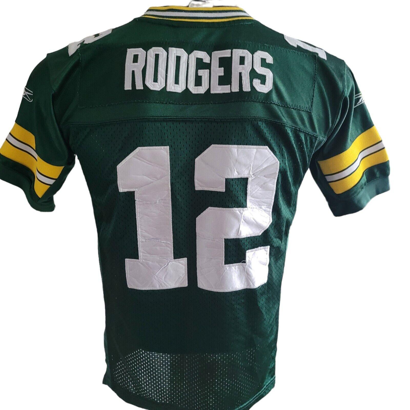 Green Bay Packers Aaron Rodgers #12 NFL Youth Jersey Shirt in Size M - Green Color-USASTARFASHION