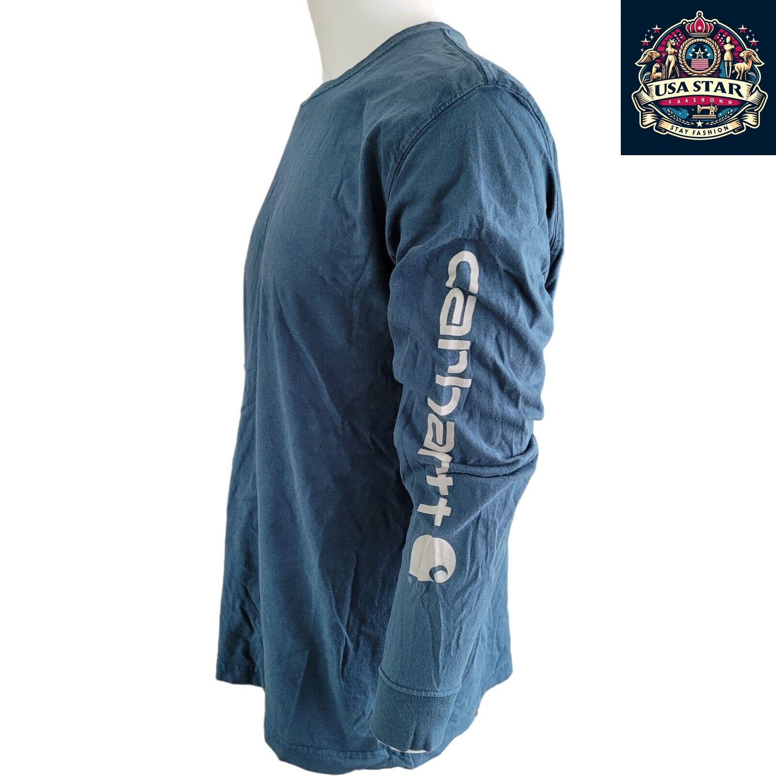 Carhartt Long Sleeve Shirt | Original Fit | 100% Cotton | Durable Blue Shirt in Size L - USASTARFASHION