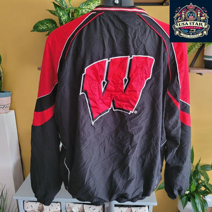 Vintage Wisconsin G-III APPAREL Badgers Windbreaker 2XL College  Lined V Neck - USASTARFASHION