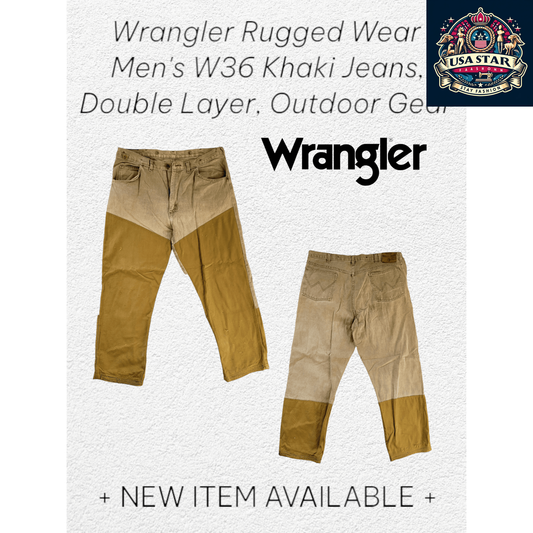 Wrangler Rugged Wear Jeans Men's W36 Khaki, Double Layer For Ultimate Outdoor Durability - USASTARFASHION