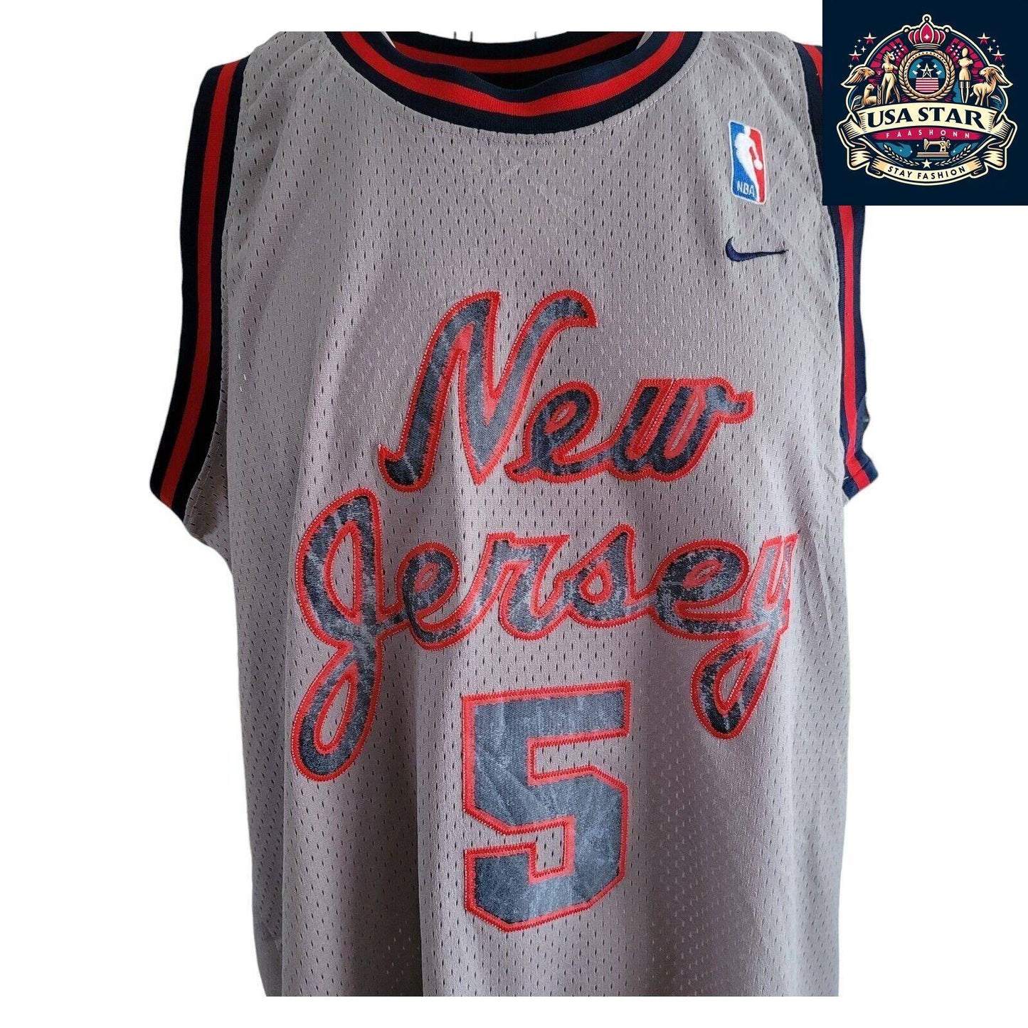 Official Nike Vintage Basketball Jersey #5 Jason Kidd New Jersey Nets Swingman XL - Retro Style - USASTARFASHION